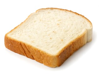 Single Slice of White Bread Isolated on White Background