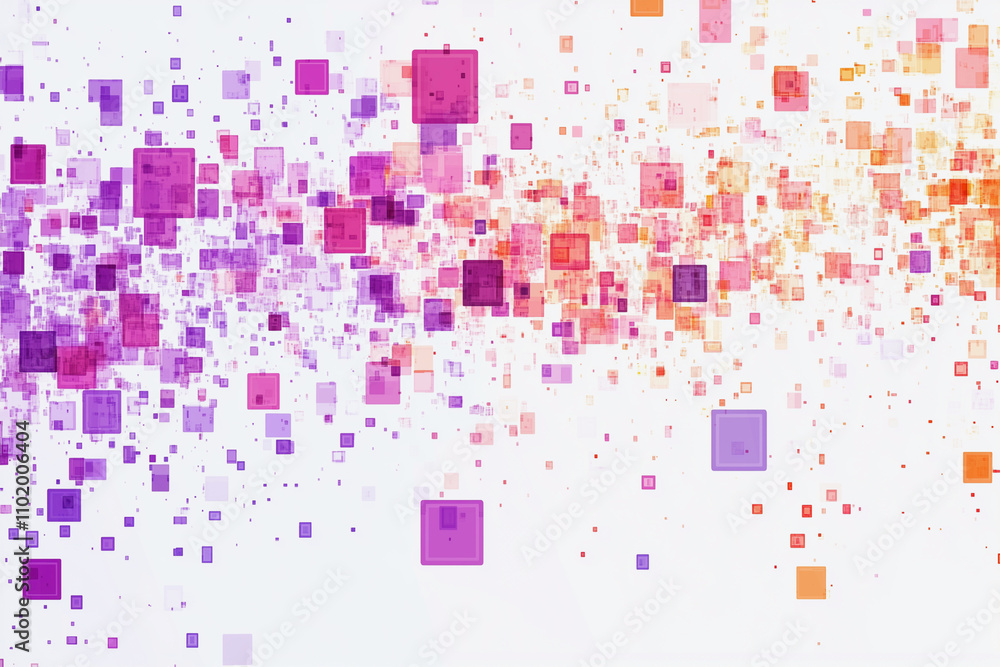 Poster colorful, abstract background with many squares of different colors. the squares are arranged in a w