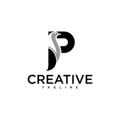 The letter P is combined with the modern penguin logo animal symbol