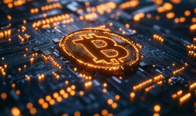 Digital currency transaction through blockchain networks, cryptocurrency and innovation, 3D illustration