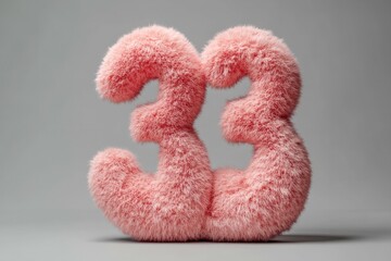 Fototapeta premium 3d hairy fluffy font number 3, furry alphabet, pink number 3 isolated white background