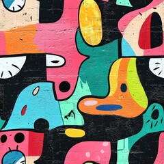 Colorful Abstract Graffiti Art on a Wall