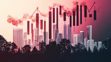 Chart with sharp declines and recovery trends, showing investment impact due to economic shifts