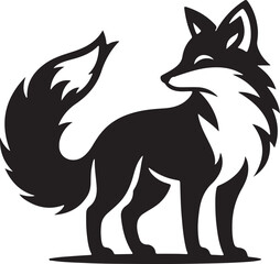 Fox silhouette vector art illustration with white background