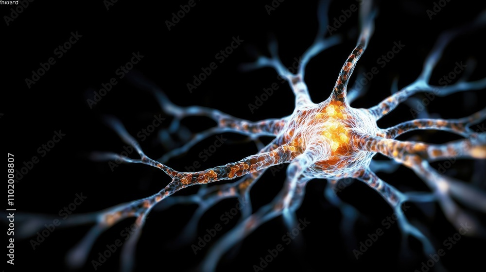 Poster neural activity visualization scientific research laboratory digital art dark environment macro view