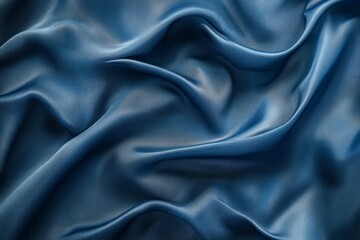 Fototapeta premium Blue abstract silk fabric wavy shiny satin fabric background