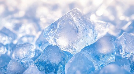 Fototapeta premium Glittering Ice Cubes on Blue Background