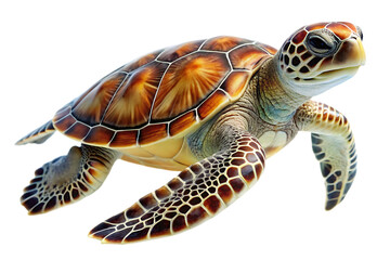 Obraz premium Sea turtle swimming isolated on a white background