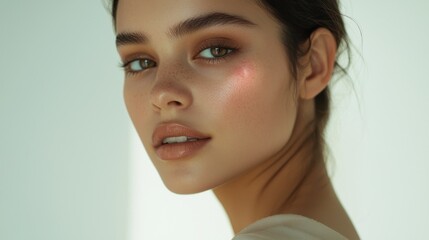 Naklejka premium Photography of a woman with a graceful birthmark studio portrait natural light close-up beauty concept