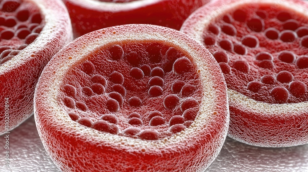 Poster exploring the structure of red blood cells in scientific study laboratory setting 3d visualization e