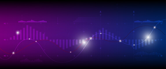 Stock market investment trading graph in graphic concept suitable for financial investment or Economic trends business idea on blue background. Vector illustration design.	