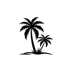 Fototapeta premium Tropical Palm Tree Silhouette Vector Illustration Design on White Background 