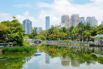 Fototapeta premium In early June, the beautiful urban scenery of Zhongshan Park in Xiamen, Fujian, China