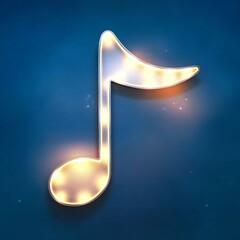 3D Render orange and yellow neon light music icon.
