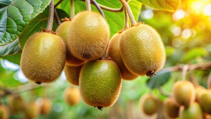 Close-up of ripe kiwi fruits on a branch, kiwi, fruits, close-up, ripe, branch, tropical, fresh, juicy, green, healthy