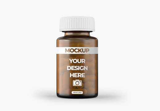 Pills in Bottle Mockup - Front View