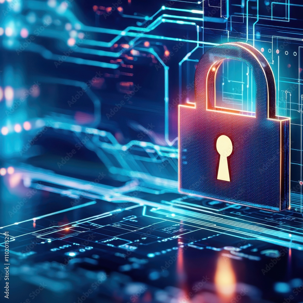 Poster a computer screen with a lock on it