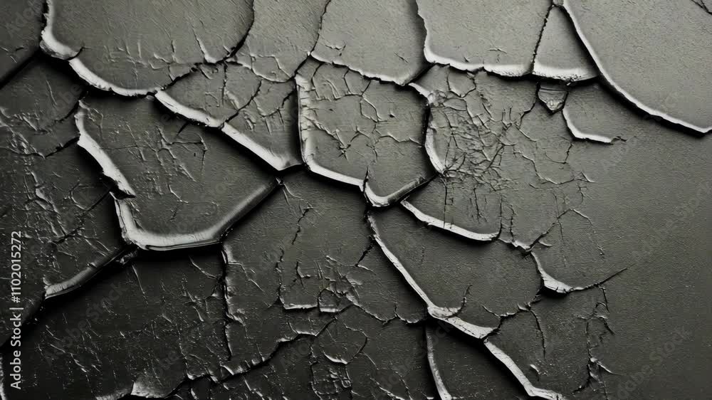 Poster cracked surface texture showcasing intricate lines and patterns in monochromatic shades of gray