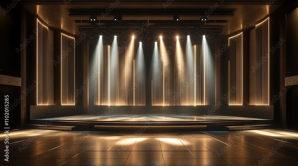 Poster dynamic stage setup with innovative lighting for performance