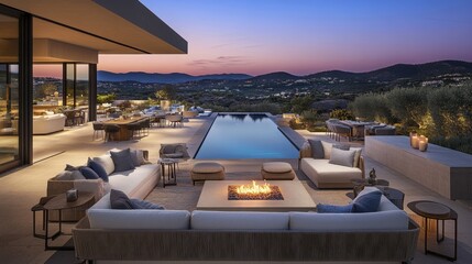 Magnificent Luxury Hillside Villa with Infinity Pool at Sunset