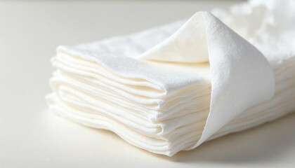 Close-Up of White Tissue Stack with One Sheet Pulled Out