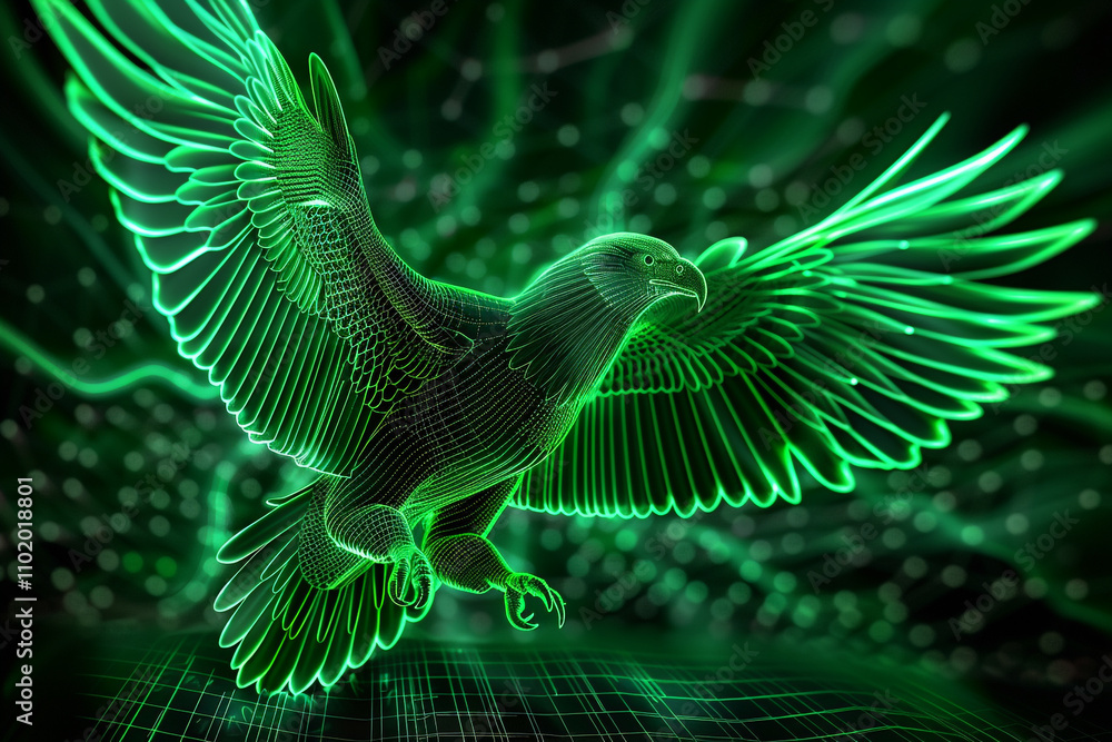 Poster abstract background with emerald light streams