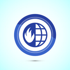 Climate change icon design, Global warming, Earth temperature icon, Blue Color Button Design