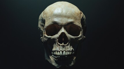 Human Skull on Dark Background