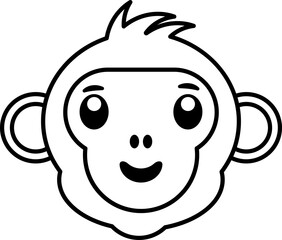 Cute cartoon monkey with a big smile, sitting with its tail curled around, and wearing a small blue hat.
