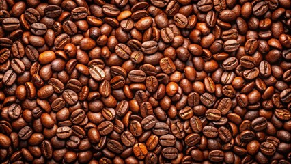 Obraz premium Close-up of fresh roasted coffee beans , coffee, beans, caffeine, aroma, espresso, morning, drink, brew, close-up, dark, roasted