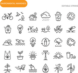Fototapeta premium EcoFriendly Lifestyle Sustainability Icons for Environmental Awareness