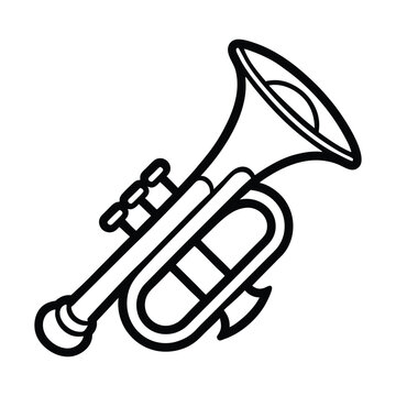 recommend clip art: Royal trumpet coloring page for kids Bold line vector art illustration