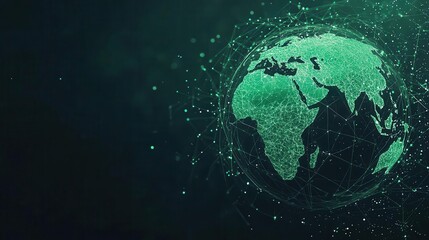 Fototapeta premium Globe with green energy icons and portfolio metrics overlayed, sustainable investment focus