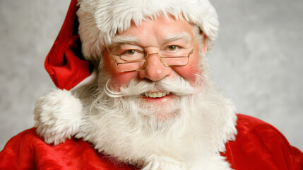 Naklejka premium Santa Claus with a bag of gifts, bringing joy and holiday cheer to children.