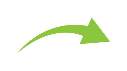 green curve arrow symbol on white background