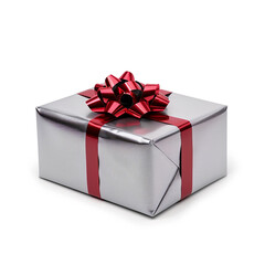 Obraz premium Perspective View of a Large Gift Box Wrapped in Silver