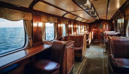 Fototapeta premium Luxurious First Class Cabin on Passenger Ship