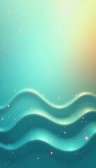 Luxury abstract gradient background in turquoise and golden tones with soft waves and small shimmering particles that create a glow, festive background, wallpaper, banner