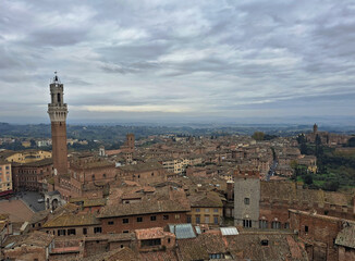 Fototapeta premium aerial and panoramic view of the famous city of Siena in Italy