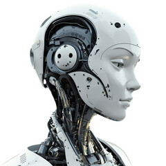 Fototapeta premium AI Machine for Digital Learning on White Background Transparent PNG background.