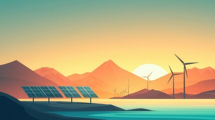 Solar and wind energy plants featured in a digital portfolio app, sustainable finance focus