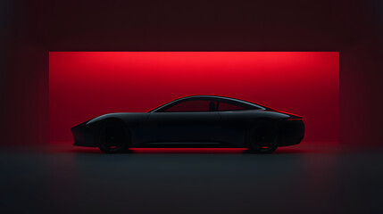 Naklejka premium Modern Side Profile of a Car – Sleek and Streamlined Design Showcasing Contemporary Automotive Aesthetics