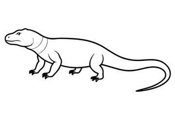 Komodo Dragon Line Art Illustration.