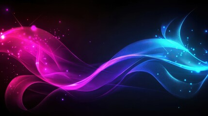 Fototapeta premium Dynamic abstract neon lines forming glowing sparks and patterns surrounded by soft gradient textures