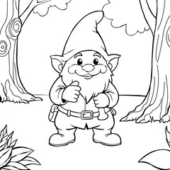 coloring book with cartoon dwarf