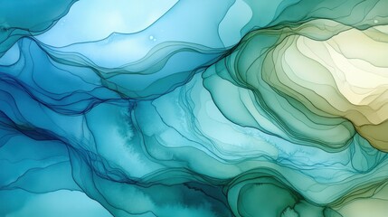 Abstract retro wallpaper blending soft blues and bold ink on a gradient background