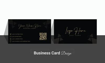 Creative luxury and professional Business Card Template. Vector illustration double-sided black color visiting card template
