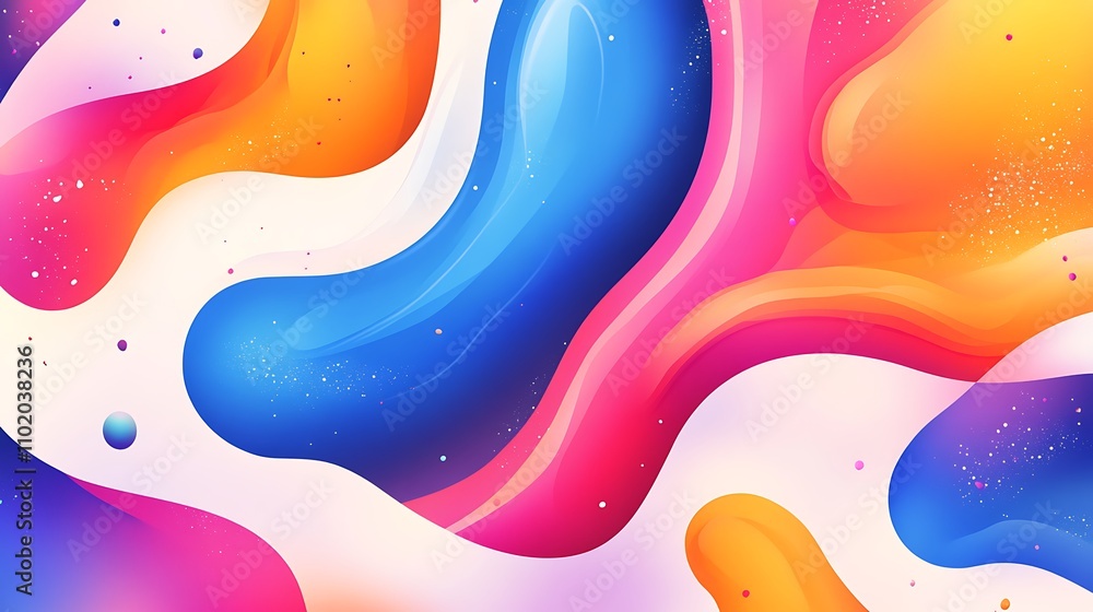 Poster abstract colorful fluid shapes with gradient hues and subtle sparkle