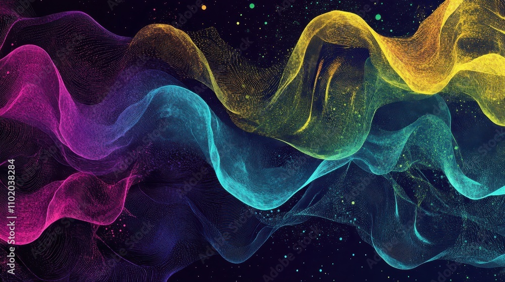 Sticker glowing neon shapes with sharp lines create this bold retro wallpaper background