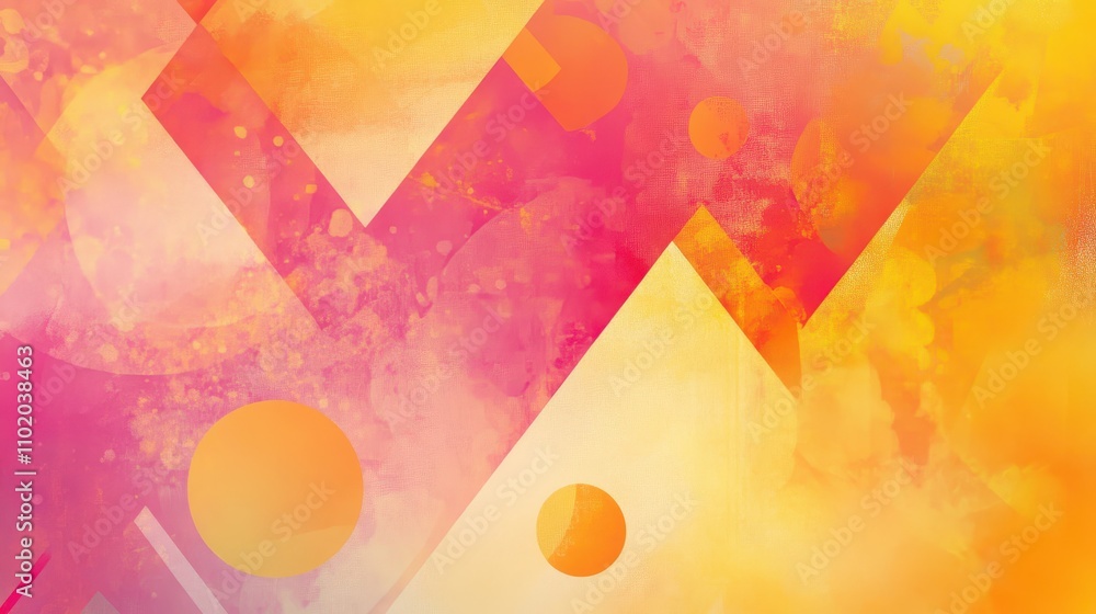 Sticker geometric mosaic patterns with bright tones create a dynamic retro wallpaper